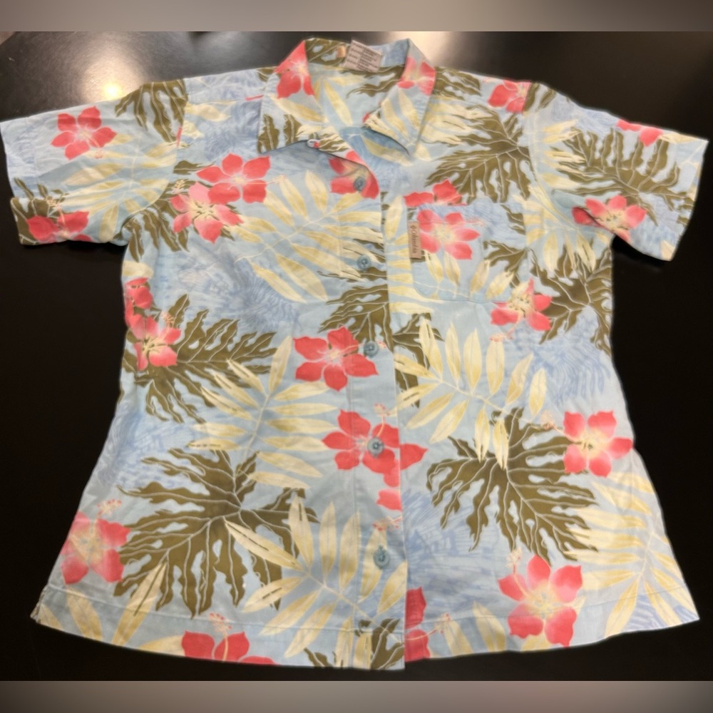 Columbia River Resort Tropical Button Down Shirt Small
